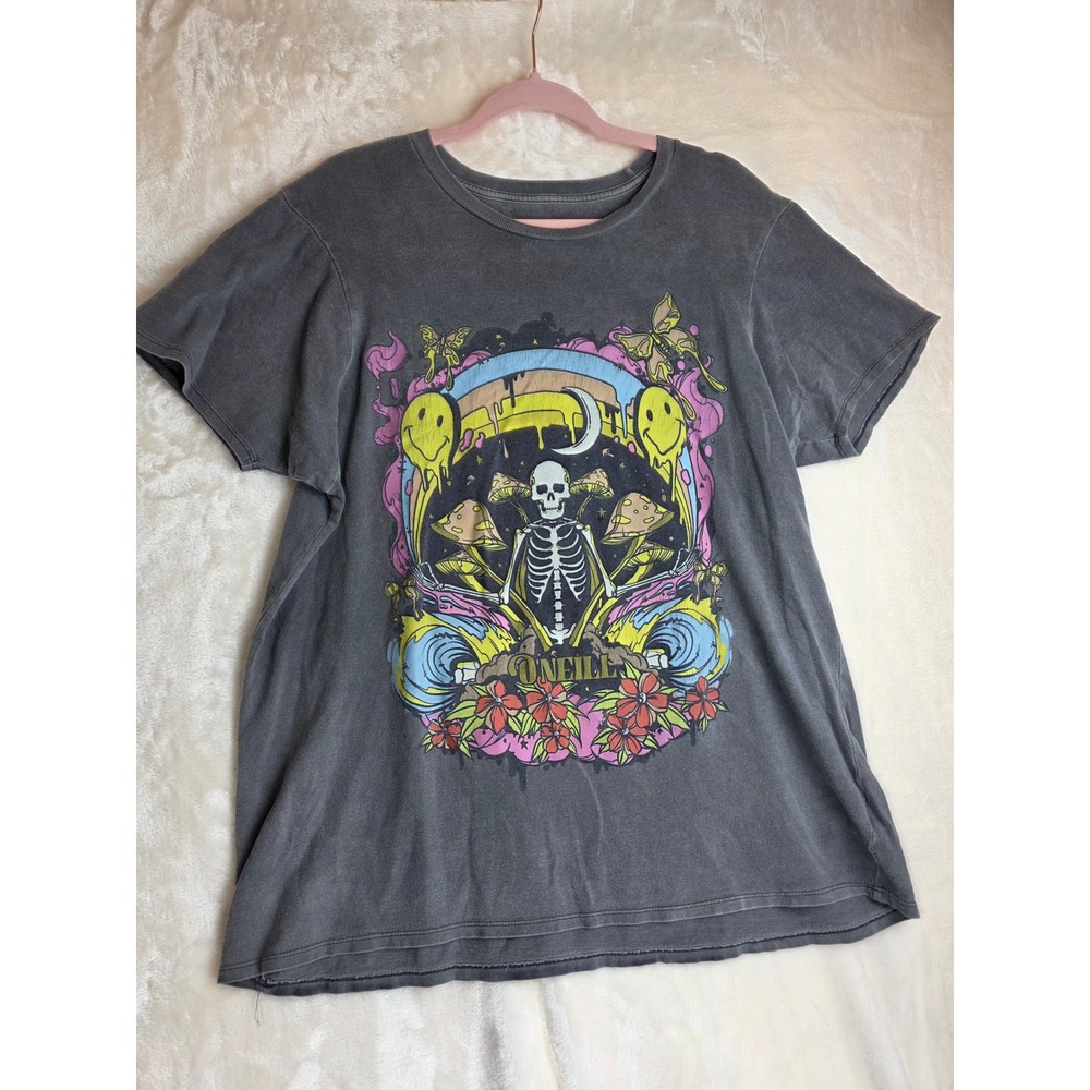 O'Neill Skeleton Psychedelic Graphic T‎ Shirt Gray Large